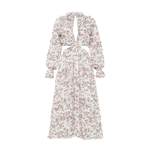 SPRING DREAM RUFFLED MIDI DRESS