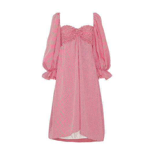 FREESIA MIDI GINGHAM SMOCKED DRESS