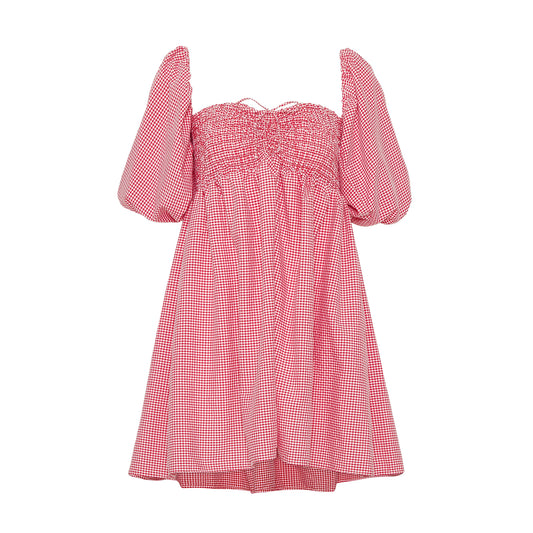 FREESIA GINGHAM SMOCKED DRESS