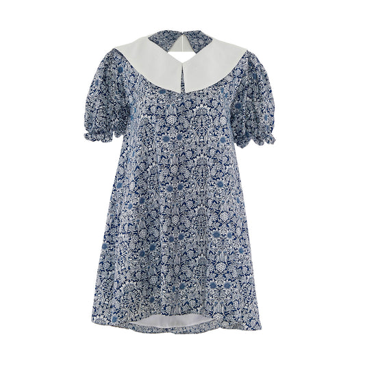 BLUE VINE COLLARED DRESS