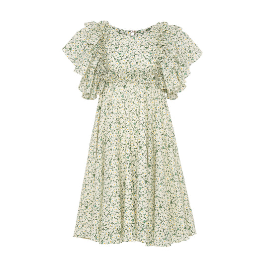 GALENE RUFFLED SLEEVE DRESS