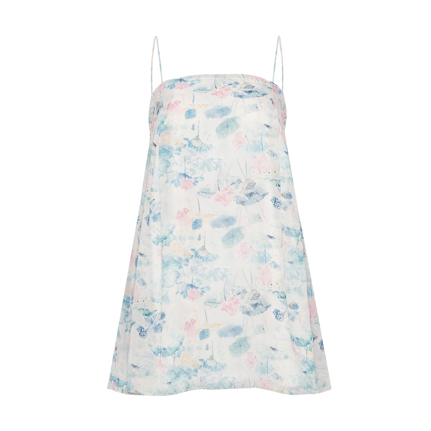 FLORAL SPREE MINI STRAP TIE DRESS